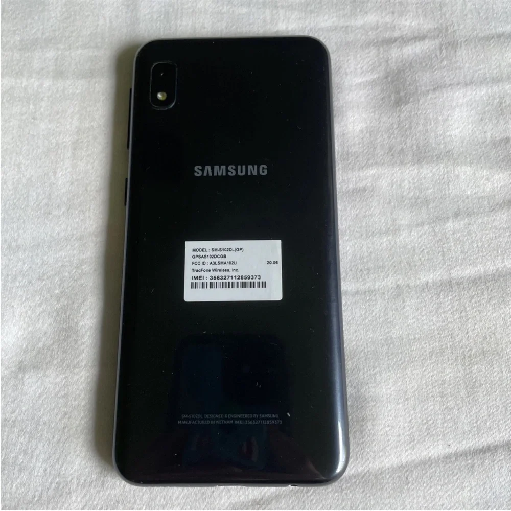 Samsung Smartphone with Black Display Samsung Galaxy A10e locked to track phone